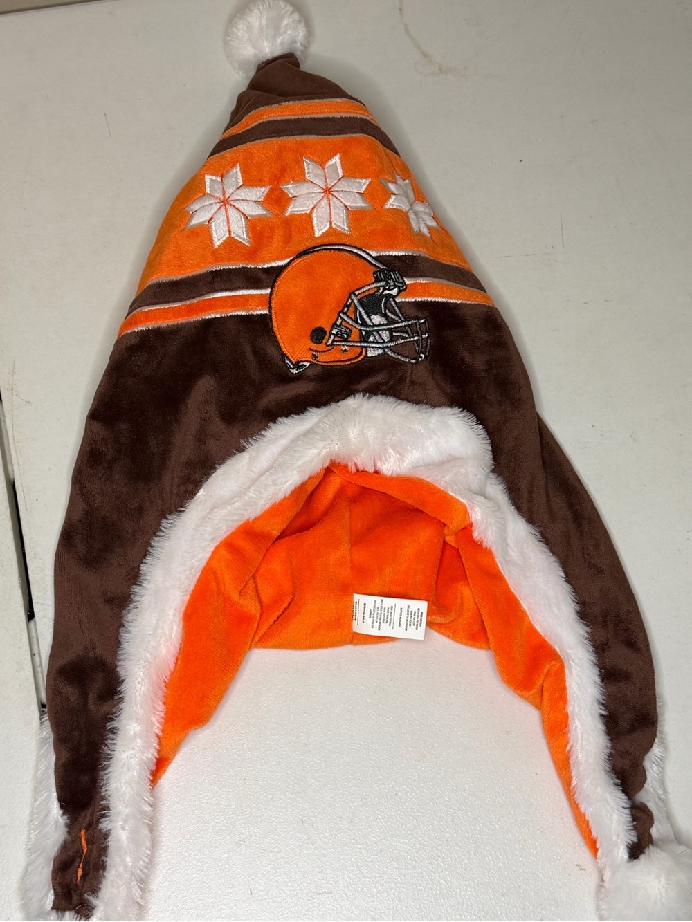 Cleveland Browns Orange & Brown Pom-Top Fleece Trapper Hat